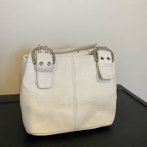 Tignanello White Pebbled Leather Handbag
